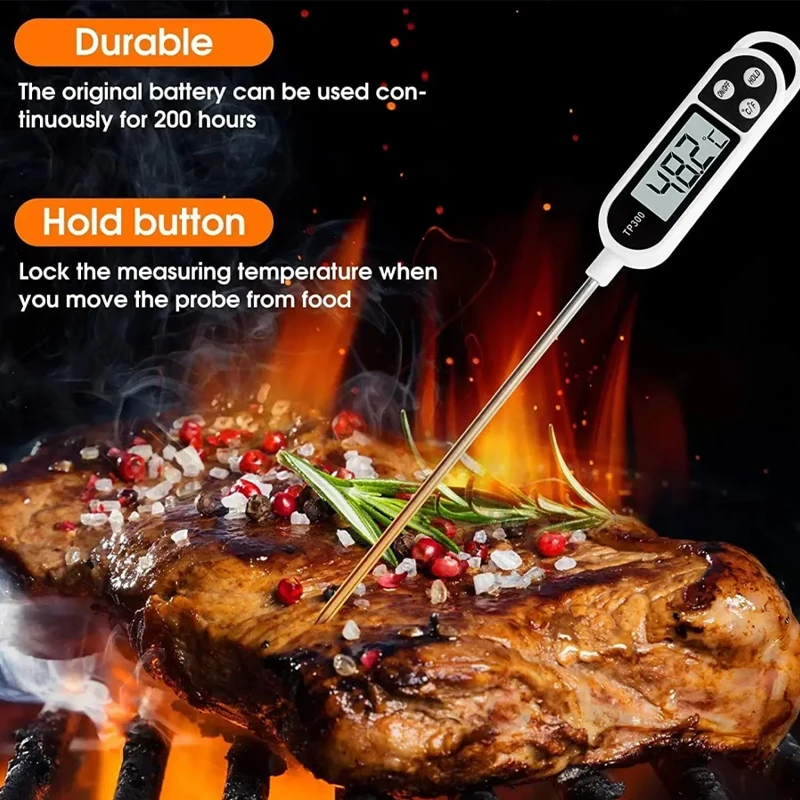 مسبار درجة الحرارة للطبخ والشواء والطعام والحلوى والحليب والماء ومقياس حرارة اللحوم الرقمي وشاشة LCD للقراءة الفورية #2