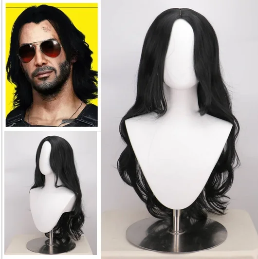 

QQXCAIW New Johnny Silverhand Cosplay Wig Keanu Reeves Heat Resistant Synthetic Hair Halloween Party