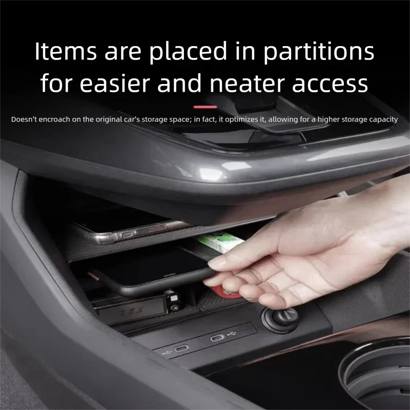 

For 2022-2025 Audi Q4 e-tron Central Control Water Cup Storage Box, Door Armrest Box Interior Modification Accessories