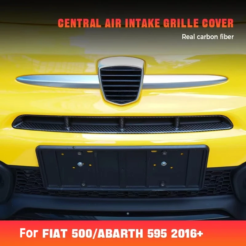 

For Fiat 500 For ABARTH 595 2016+ Real Dry Carbon Fiber Front Grille Cover Black Interior Decoration Modification Accessories
