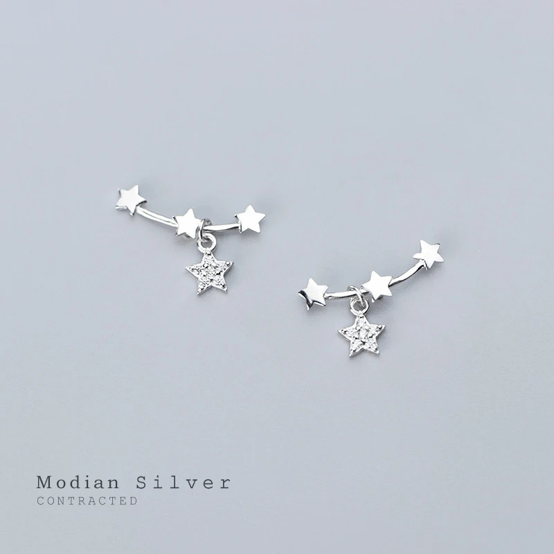 Modian Stackable Twinkle Star Sterling Silver 925 Stud Earrings for Women Fashion 3 Color Simple Ear Pin Fine Jewelry 2020 New