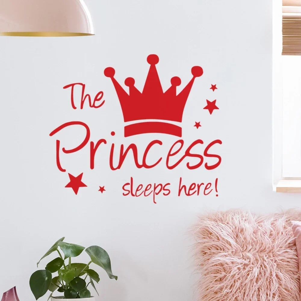 2025 Baby Wall Sticker Crown Mural Background Kid Living Room Removable Decal The Prince  Sleep Here Princess Bedroom Decor