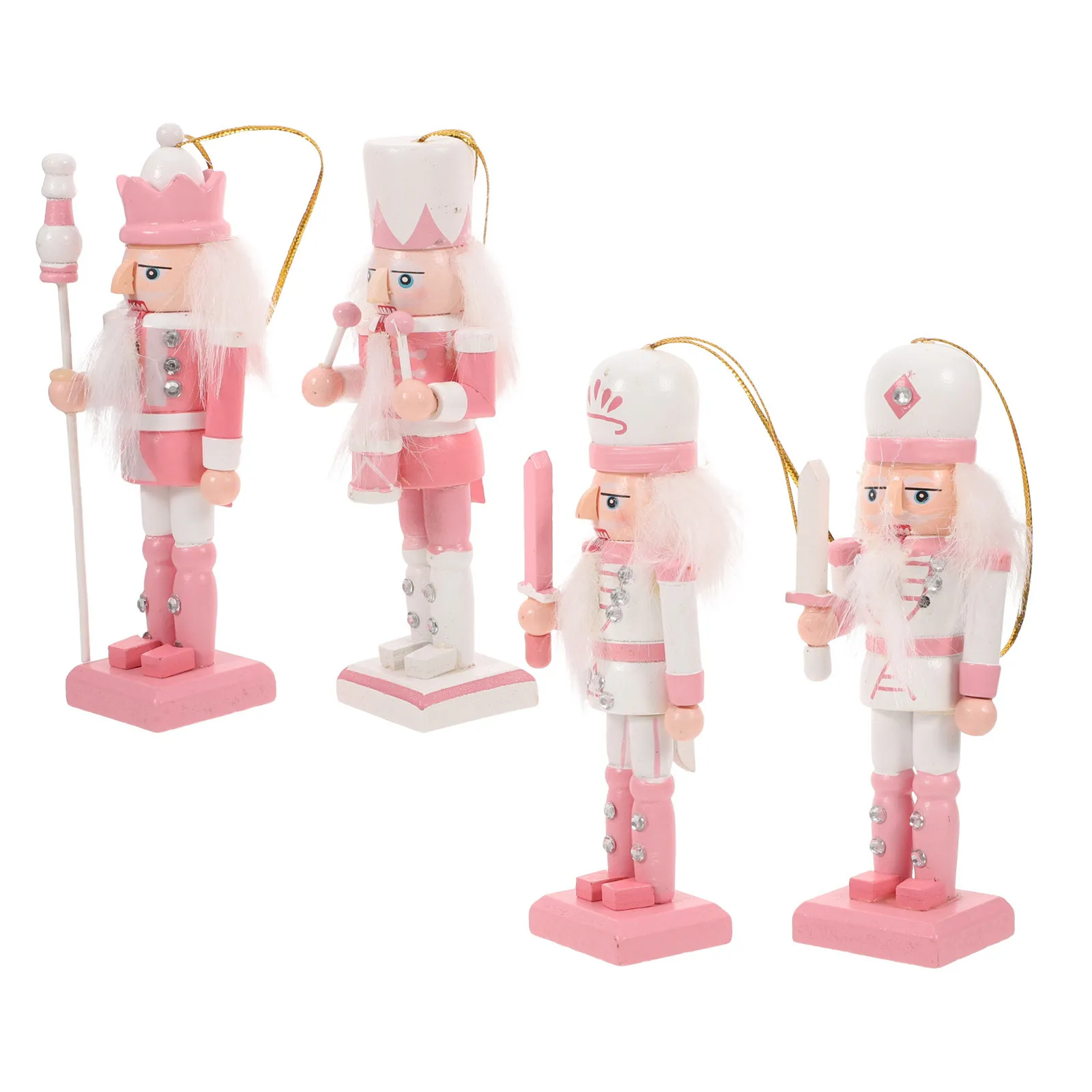 

4Pcs Christmas Nutcracker Wooden Desktop Decoration Xmas Hanging Pendants Nutcracker Figures Holiday Home Decor