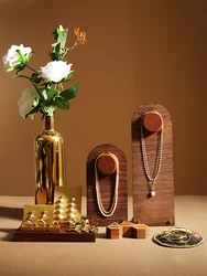 Creative Walnut Necklace Display Stand, Ring Box, Jewelry Display, Shop Counter Ornament, Storage Props
