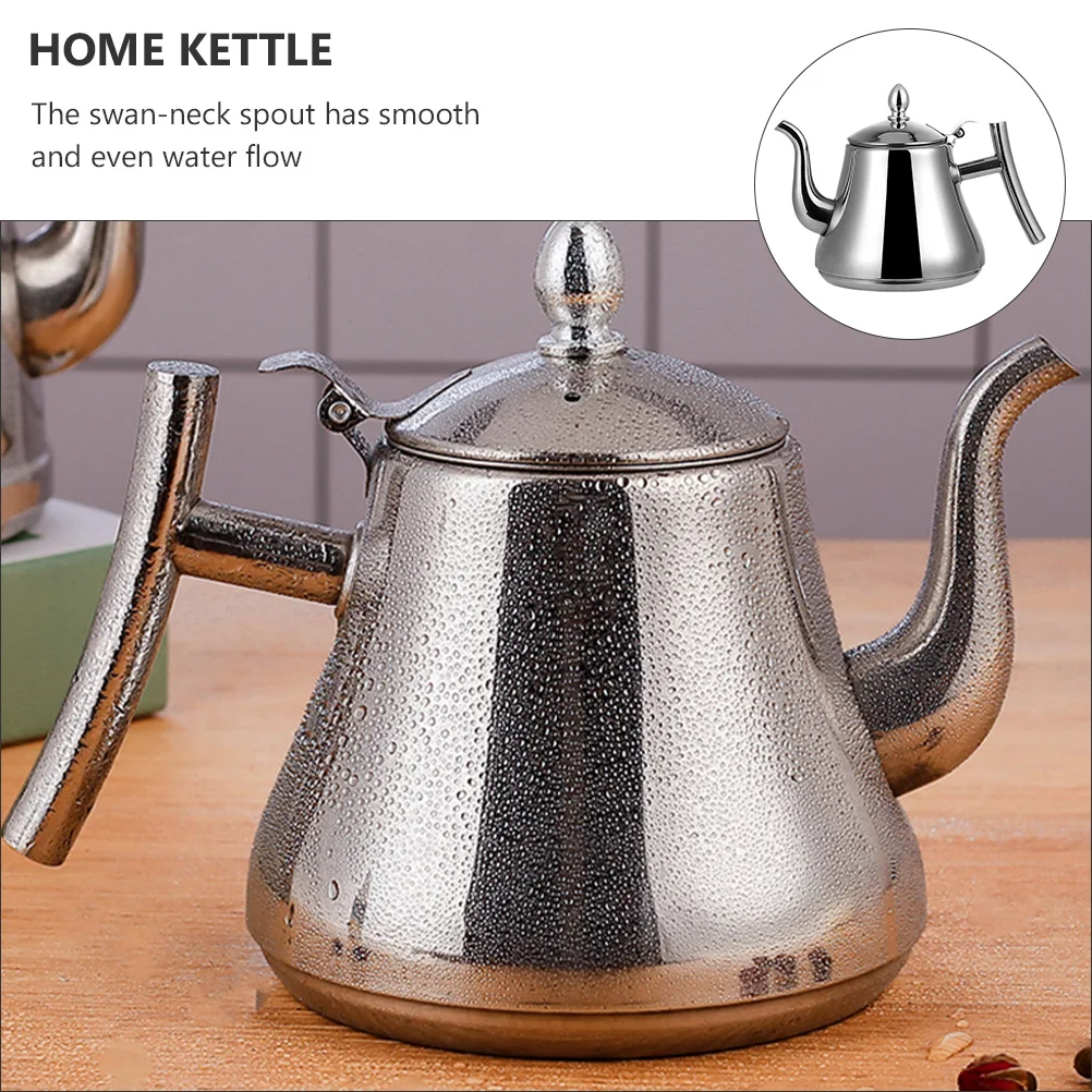 

Stainless Steel Tea Thick Material Built-In Filter Heat Insulated Handle Swan-Neck Spout Tea Boiling Kettle For Home Hotel Use
