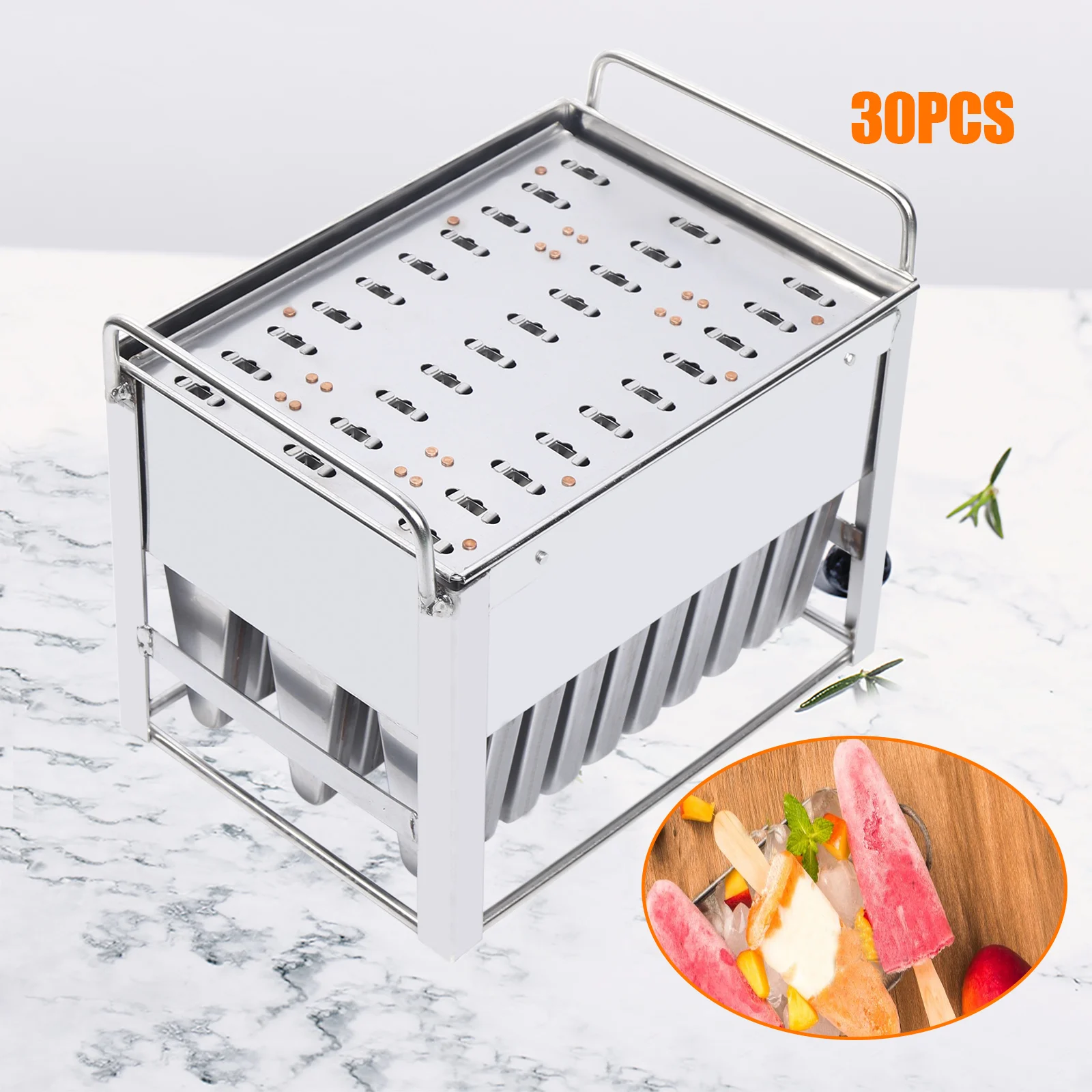 30/40 Slots Stainless Steel Ice Cream Sticks Molds Lolly Popsicle Pop Holder