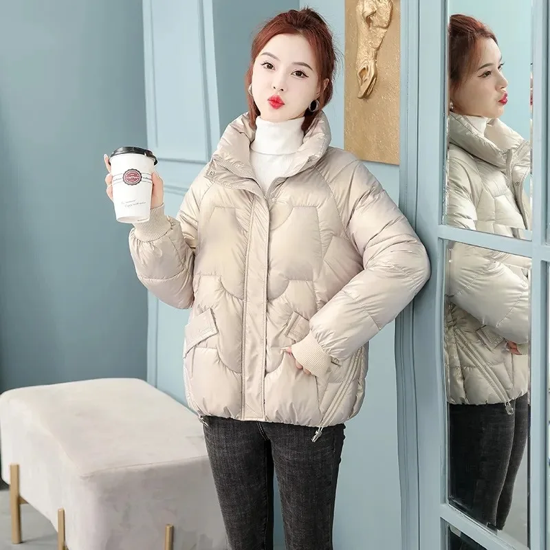 2023 New Women Winter Parkas Thick Warm Short Jacket Cotton Snow Wear Padded Parka Basic Coat Female Outerwear