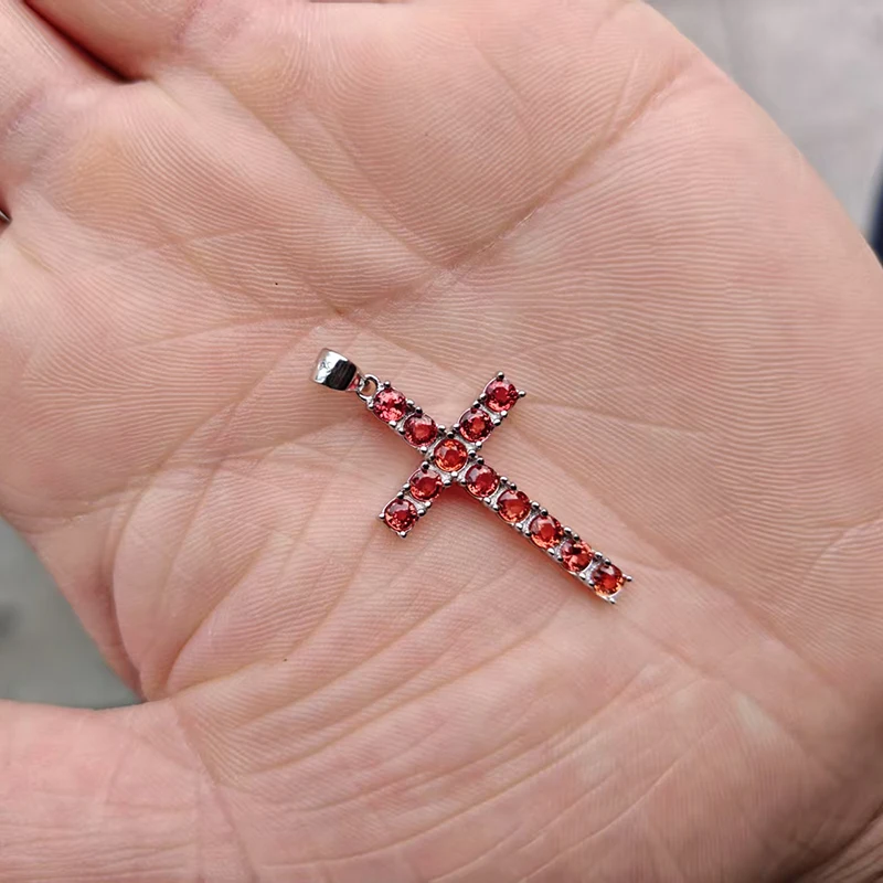 

Классический кулон-крест из серебра 925 пробы, 3 мм, всего 1,2 карата, ожерелье из натурального сапфира, кулон с серебряным ожерельем 45 см