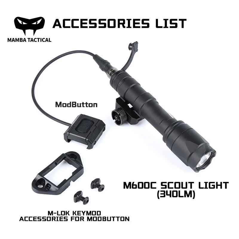 Tactical SF M600 M600B Flashlight Scout Lamp Fit MLOK KEYMOD Switch M600C White LED Light AR15 Rifle Airsoft Hunting Accessories