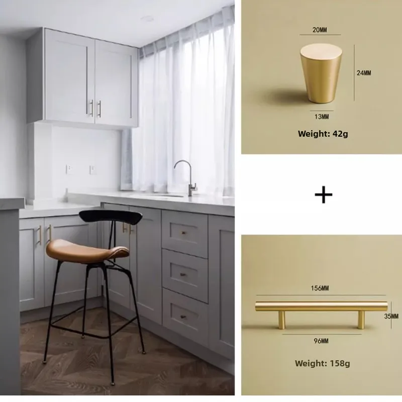 النمط الأوروبي الحد الأدنى الصلبة النحاس خزانة DIY بها بنفسك مقبض سحب الكلاسيكية الفاخرة درج الذهب مقبض خزانة الباب مقبض طويل #5