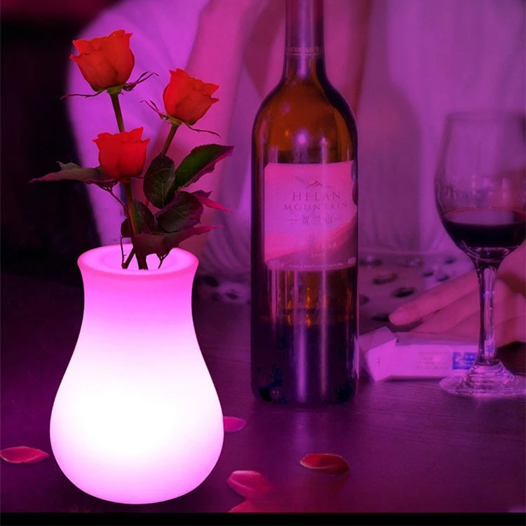 LED colorful luminous vase bedroom bedside night light small flower pot atmosphere romantic atmosphere dining table vase light