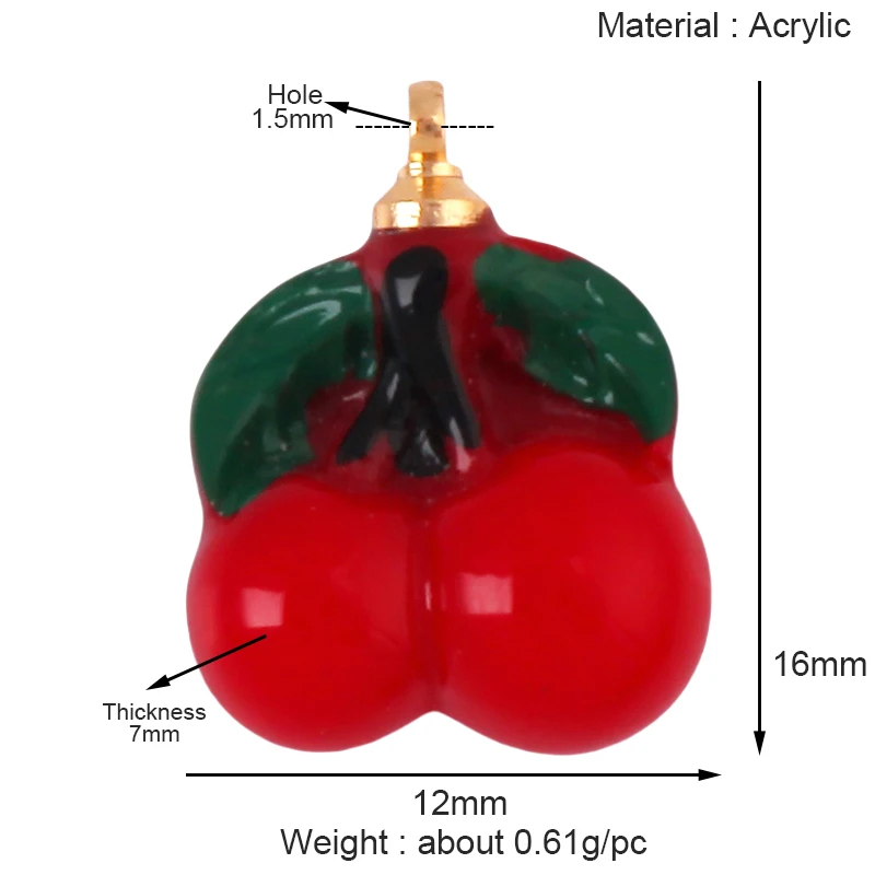 Arylic 3D Obst Erdbeere Traube Mango Durian Wassermelone Kirsche Granatapfel Charm Anhänger, Schmuck Halskette Armband Versorgung S18 – Detail 26
