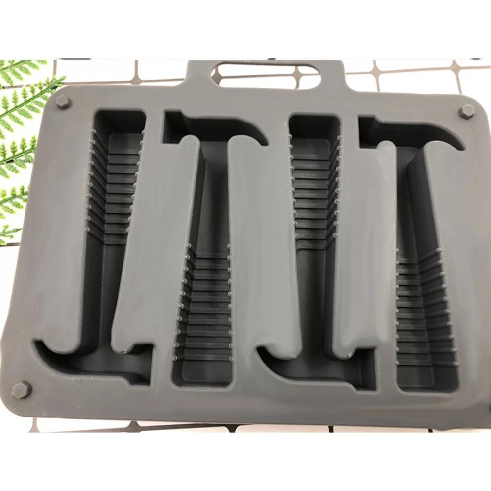 

1Pcs Silicone Ice Cube Mold Hammer Shape 4-Cavity Freezer Tray for Ice Cubes Making Chocolate Jelly Desserts Kitchen Tools Grey