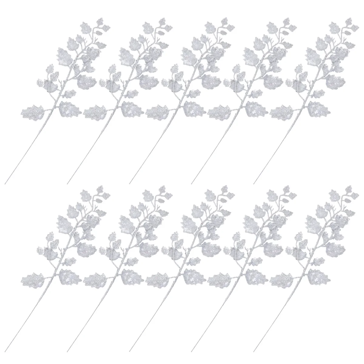 

10 Pcs Simulated Leaves Christmas Faux Leaf Ornament Shiny Glitter Powder PE Material Decorative Flowers Home Furnishings