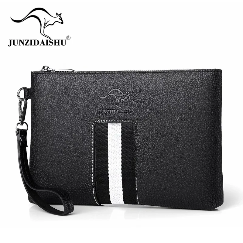 Fashion Stripe Style Soft PU Leather Men Clutch Bag Luxury Male Money Handbag High Quality Business Men Cardholder Case