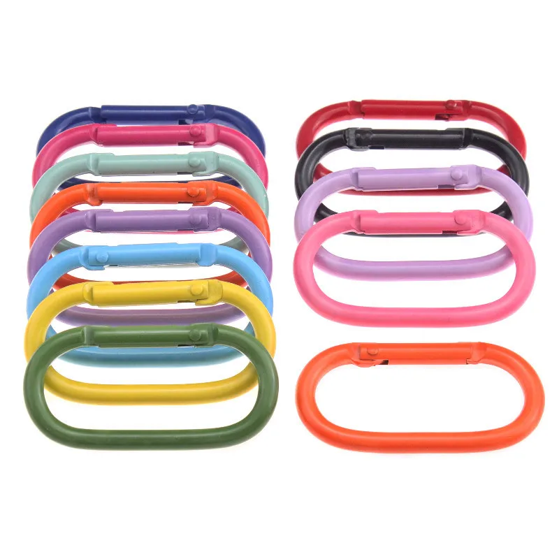 2-12Pcs Carabiner Clip Snap Hooks Spring Buckles Metal Split Rings Keyring For DIY Bag Handbag Strap Craft Accessories Making