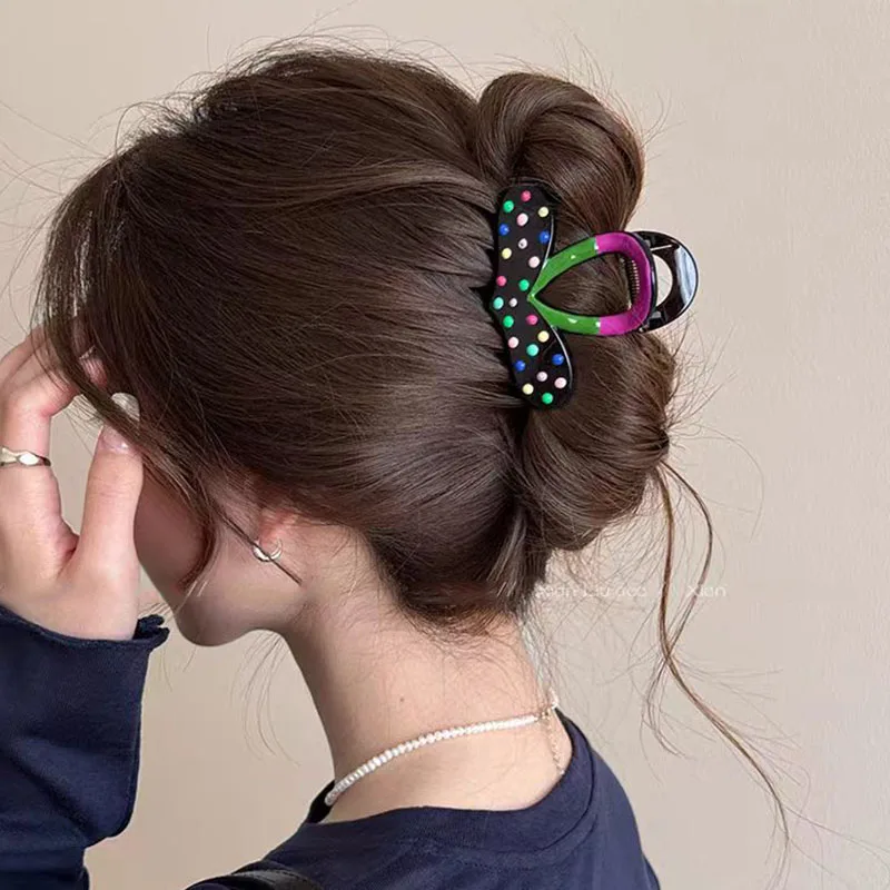 

Colorful Dot Heart Shape Hair Claw For Women Girls Sweet Hair Ornament Back Head Claw Clip Hair Clip Fashion Hair Accessories