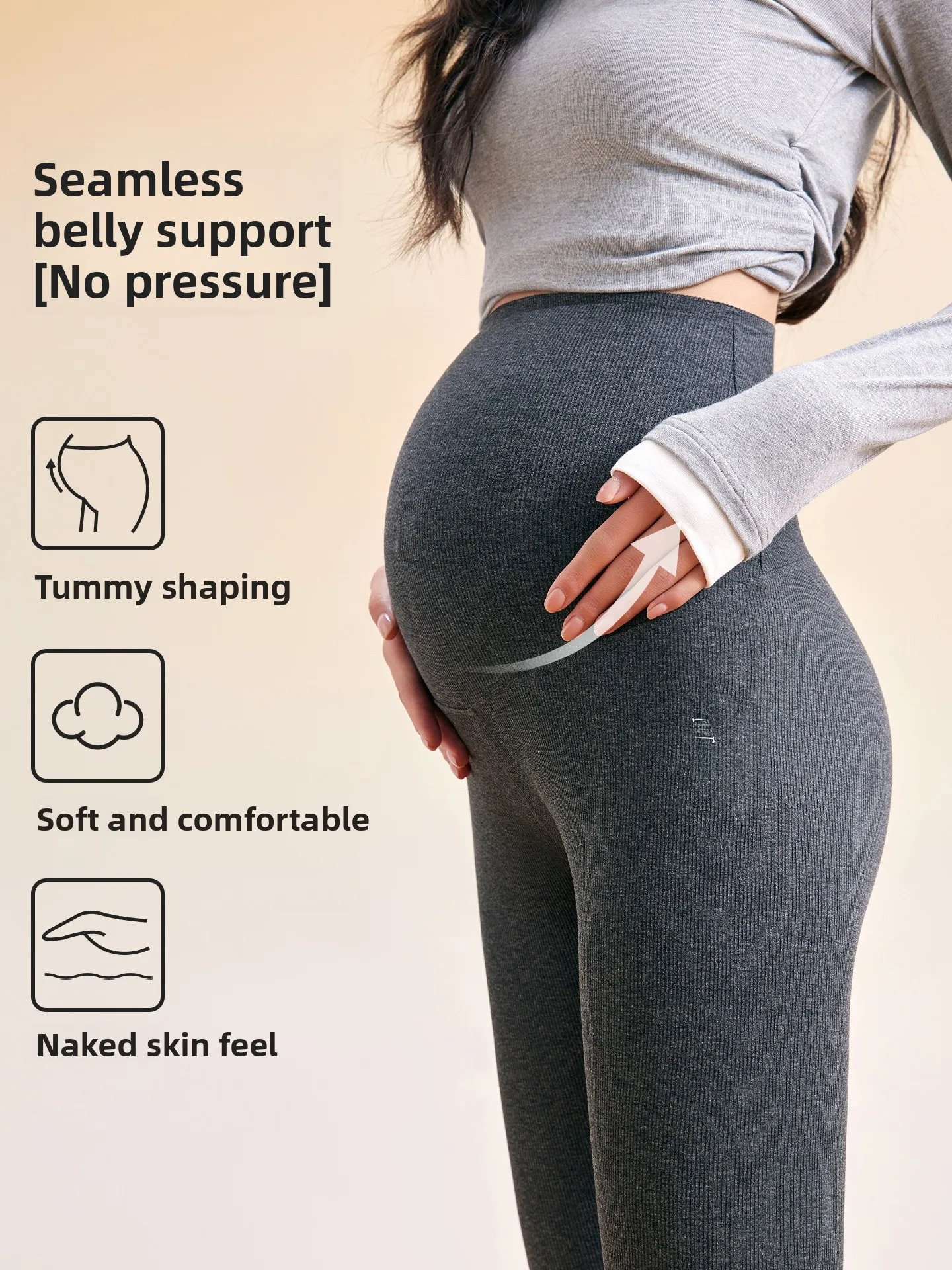 กางเกงโยคะเอวสูง Materni สวมใส่สบาย รองรับหน้าท้อง เหมาะสำหรับใส่เป็นเสื้อนอก ฤดูใบไม้ผลิ ฤดูใบไม้ร่วง ผ้าผสมฝ้าย กางเกงขายาวสำหรับผู้หญิง