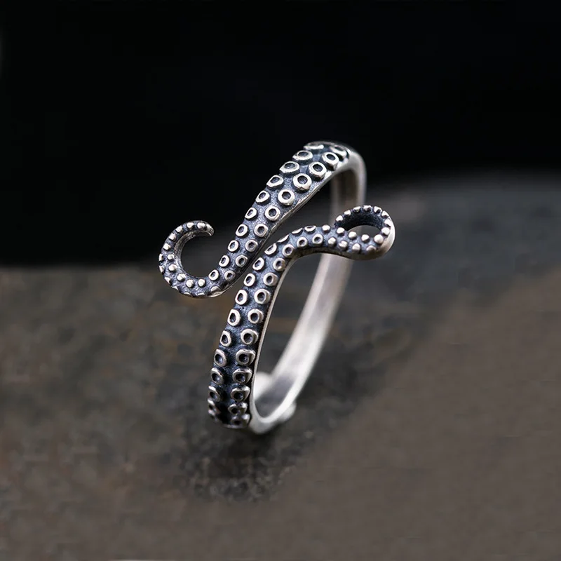 New Style Vintage Octopus Design Thai Silver Female Party Rings Promotion Jewelry For Women Never Fade Cheap Gifts