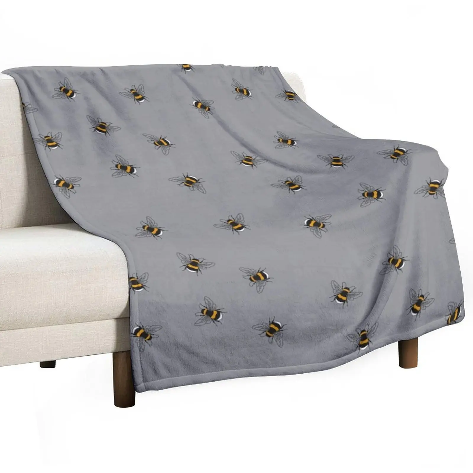 Bee Swarm Throw Blanket Shaggy Furry Soft Blanket for Bedroom Living Room