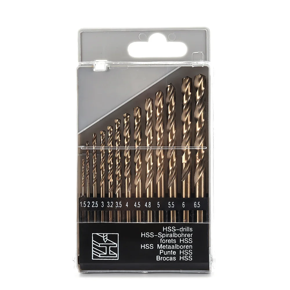 M35 HSS Cobalt Twist Drill Bit Set 13PC, 135° Split Point, for Stainless Steel Drilling