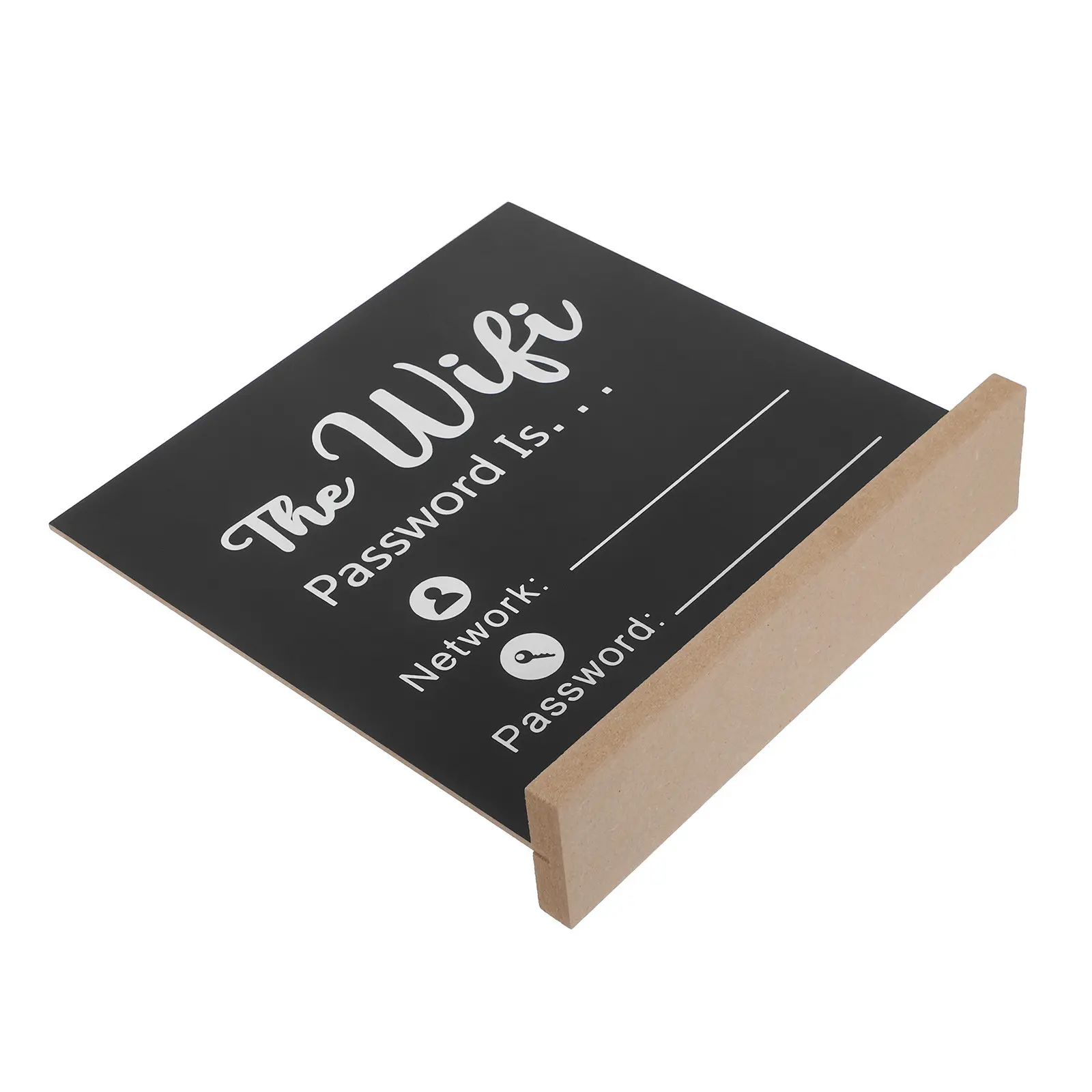

Black WiFi Password Sign Desktop Wooden Base Wireless for Business Hotel Cafe Office Guest Room WiFi Password