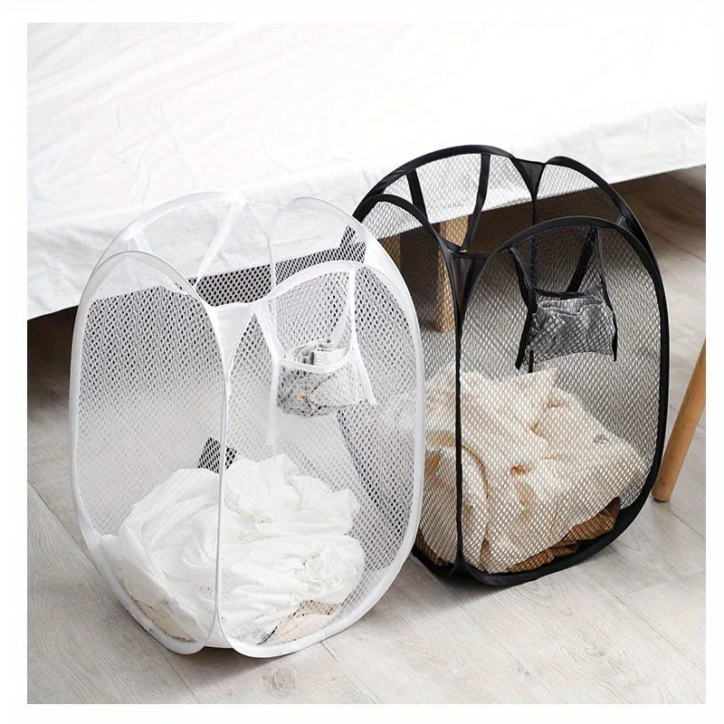 Mesh Pop-up Laundry Basket, Laundry Basket, Foldable Dirty Clothes Storage Basket, Large Capacity Storage Basket