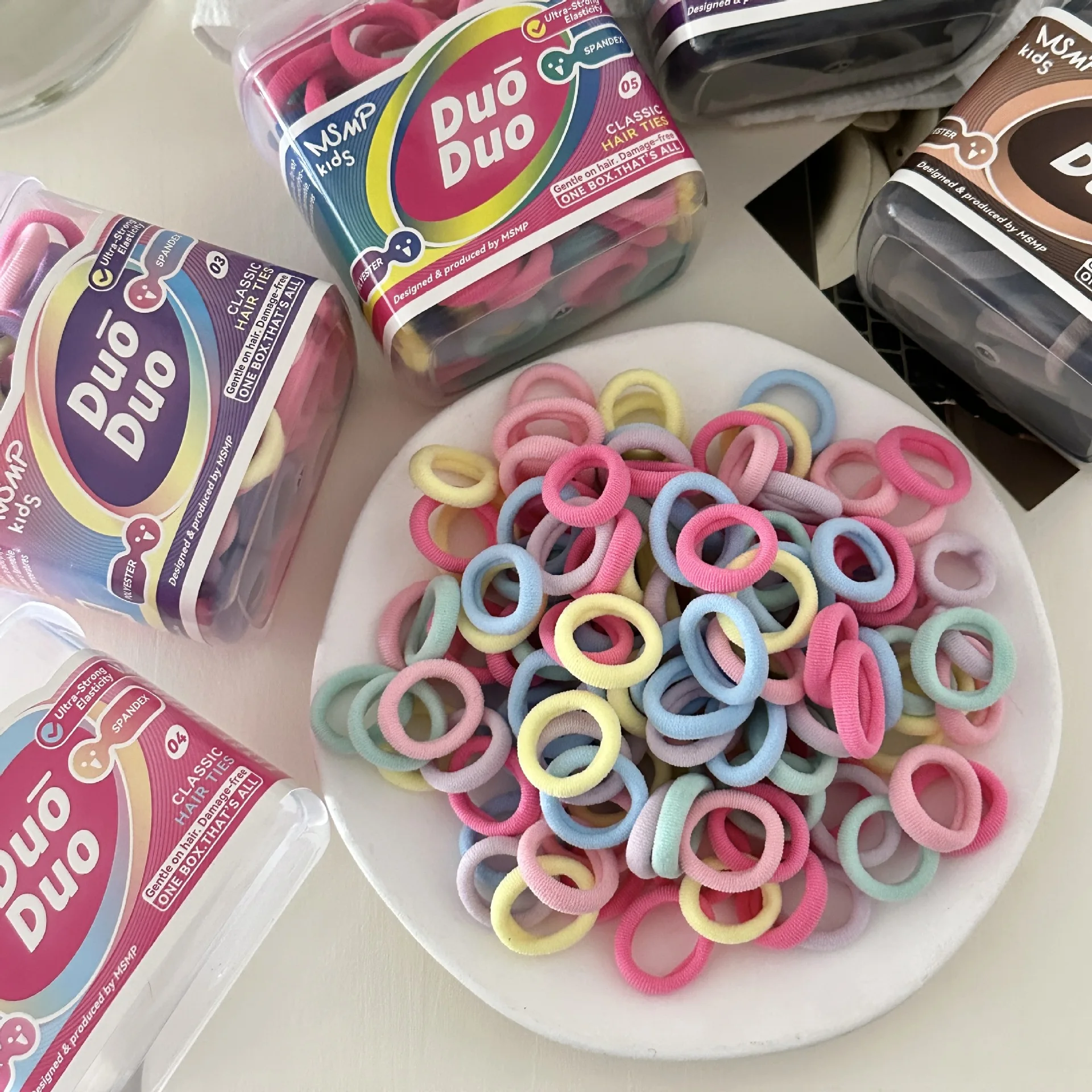 120 Uds. Elástico para el cabello para niños, lazo de felpa, lazos para el cabello suaves sin tirar para niños pequeños, bandas para el cabello suaves sin costuras para bebés, paquete a granel