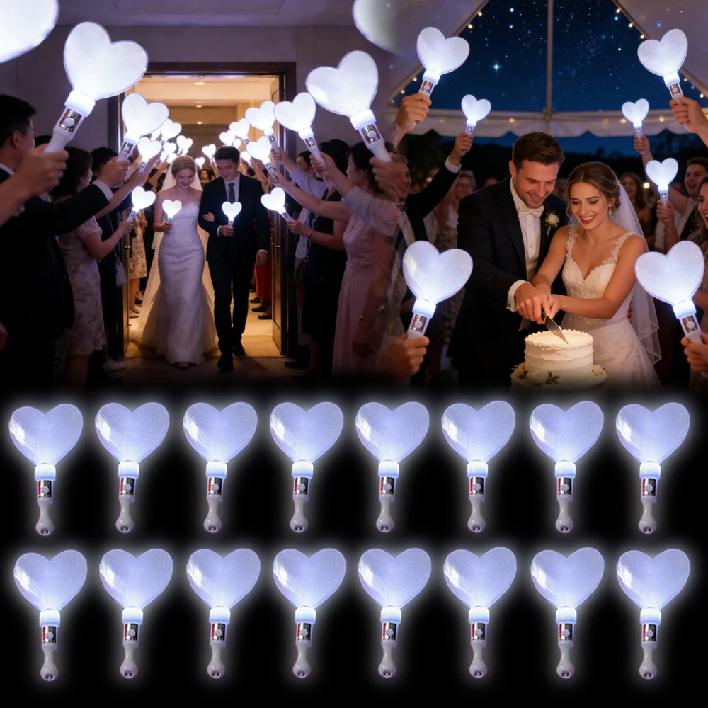

20Pcs Star/Heart-Shaped/Round Led White Light Handheld Sticks, Suitable for Weddings, Valentine's Day, Anniversaries, and Cr [Likely Incomplete, Needs Context for Full Translation]
