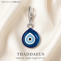 Turkey Eye Blue Enamel Culture Charm Pendant 925 Sterling Silver New DIY Jewelry Lucky Accessories For Women Men