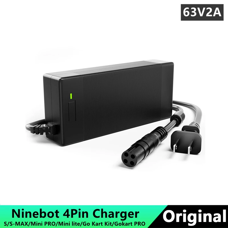 

4-контактное зарядное устройство 63 В, 2 А для Ninebot by Segway S/S-MAX/Mini PRO/Mini lite/Go Kart Kit/Gokart PRO, вилка стандарта ЕС/США, мощность аккумулятора, АКЦИЯ США