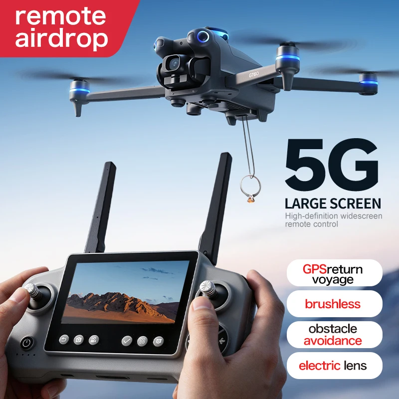 GT60 Can Airdrop GPS Drone With 4.3 inch Screen Control 4K Professional HD Camera Obstacle Avoidance Brushless Drones Toys Gift