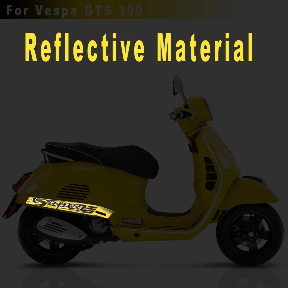 Cinza azul se encaixa para piaggio vespa gts 300 gts300 esporte gts decalque adesivos emblema super reflexivo adesivos motocicleta