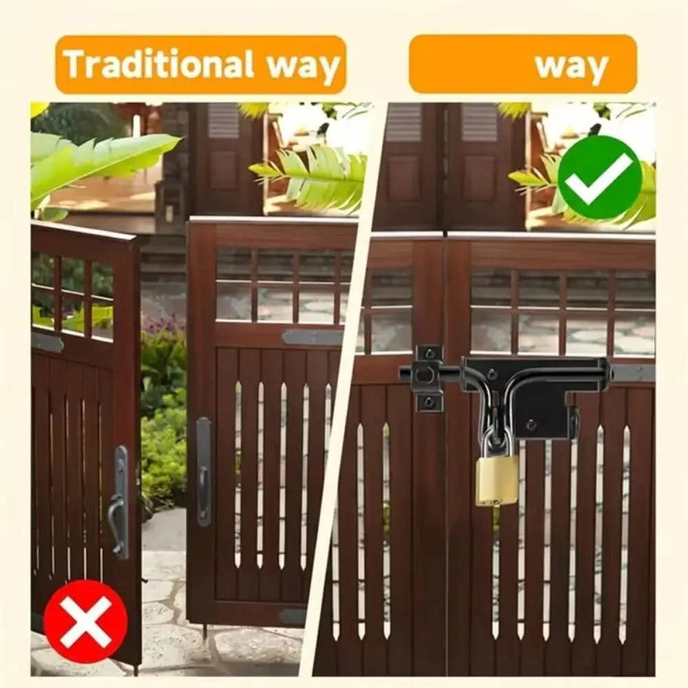 

Усиленный черный замок-защелка для дверей и ворот, устойчивый к ржавчине, для садовых ограждений и заборов, прочная конструкция, усиленный.