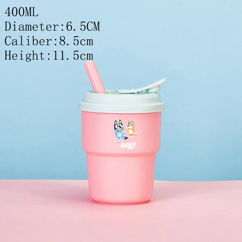 380ML Blueyi ยางซิลิโคนถ้วยดื่มฟางอะนิเมะการ์ตูนตัวเลขถ้วยน้ํานักเรียนแบบพกพาแฟชั่นเด็กผู้หญิงของขวัญ
