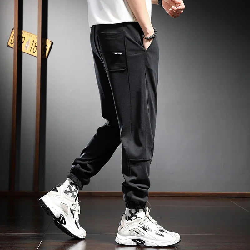 

Summer Baggy Sweatpants Men Streetwear Sport Lightweight Joggers Track Pants Black Elastic Waist Drawstring Trousers