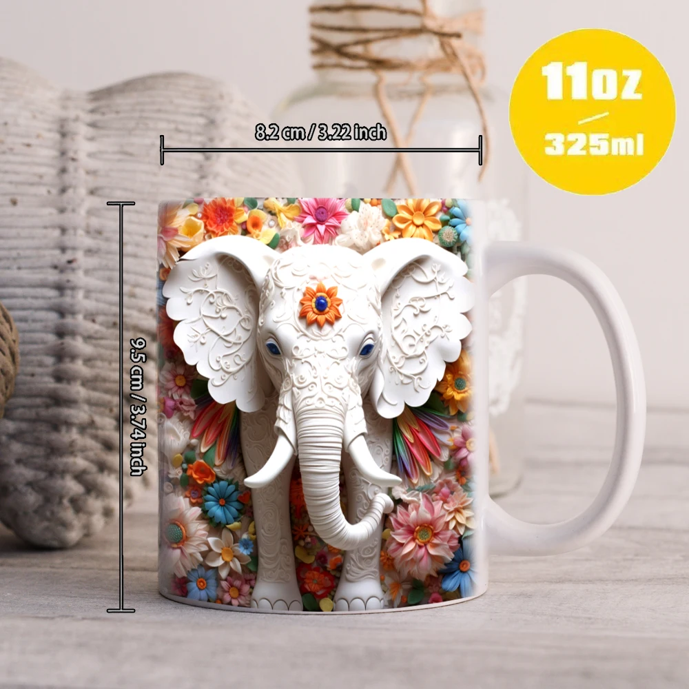 elephant pattern ceramic mug 11oz fashion office coffee mug for designer Editor-in-Chief birthday gift mug