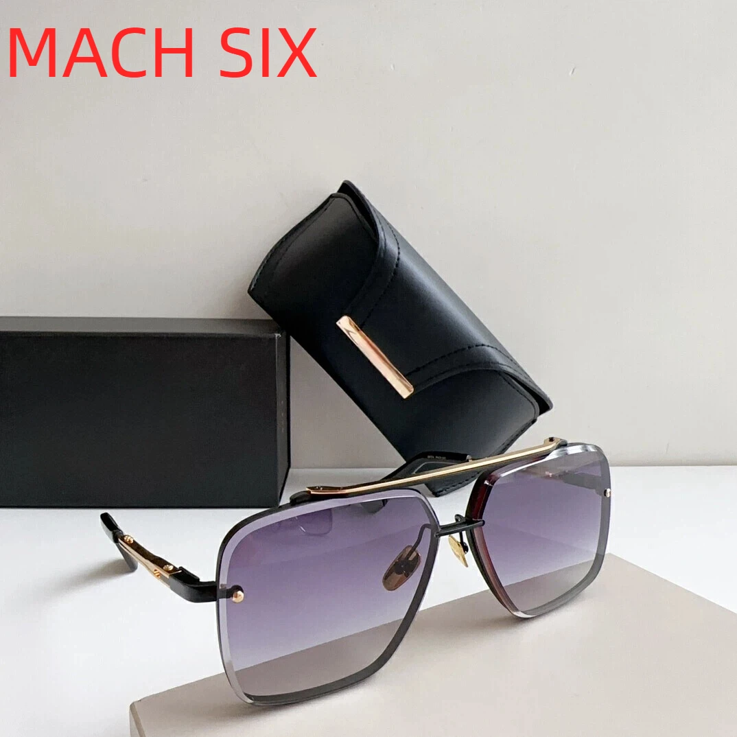 

New DT MACH SIX Classic Square Alloy Frame Retro Womens Sunglasses Fashion UV400 Driving Anti-Glare Men's Sun Glasses With Box