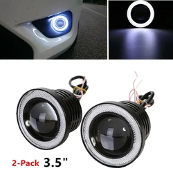 1* 3.5" Angel Eyes LED Fog Light Car SUV Universal White Driving Head Lamp 12V