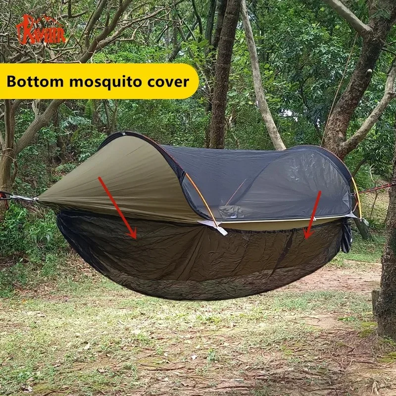 Quick Opening Travel Hammock, Bottom Mosquito Cover, Outdoor Camping, Detachable Mosquito Net