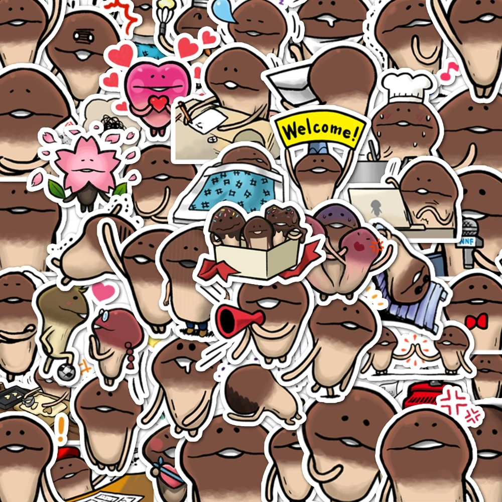 48pcs Funny mushroom man stickers self-paste, which can be used for walls, tabletops, etc. to decorate surprise party stickers