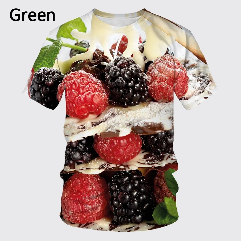 2022 Men and Women 3d T-shirt Funny Cake Dessert 3D Printed T-shirt Men's Fashion Casual T-shirt