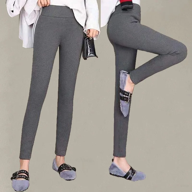 We.Fine Solid Color Fashion Leggings Women Elegant Chic Bottoms Thick Warm Women's Leggings Elastic Female Leggings For Women