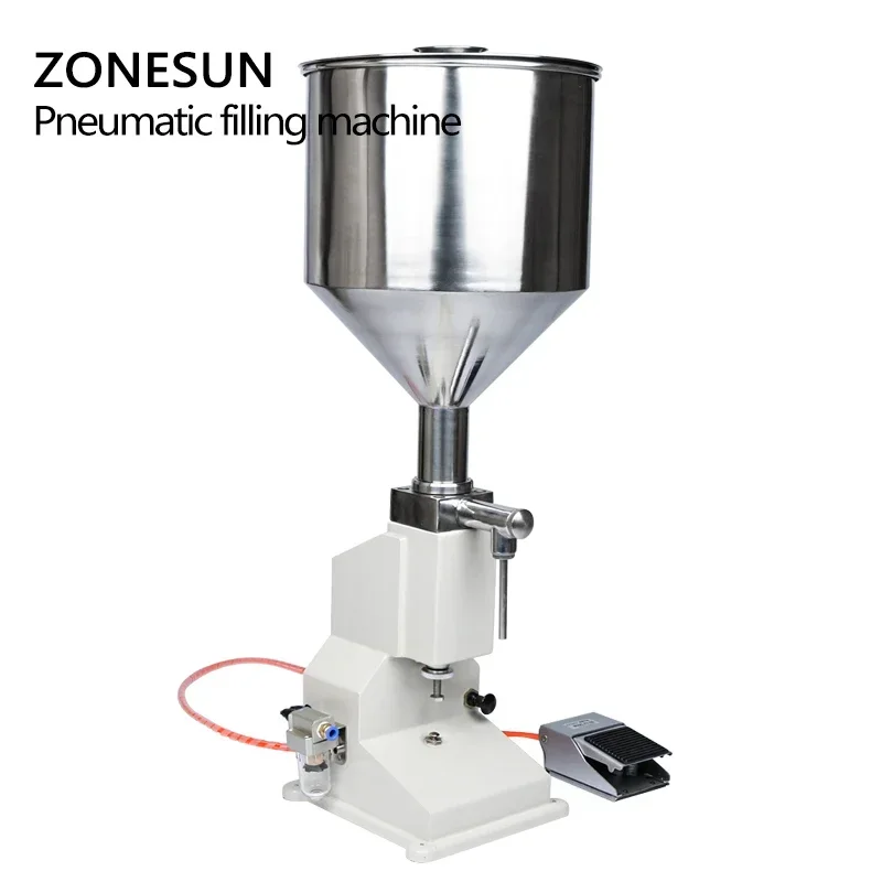 ZONESUN Paste Liquid Bottle Filling Machine Stainless Steel Piston Manual Pedal Cream Shampoo Honey Viscous Liquid Filler ZS-A02
