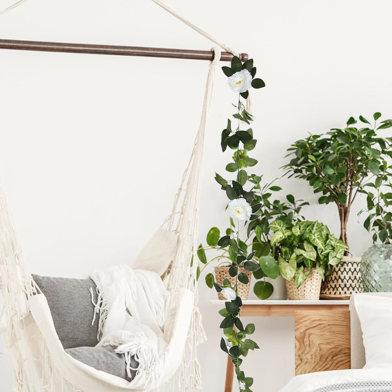 

Artificial Rose Vine Hanging Faux Flower Vines Silk Garland Indoor Ceiling Wedding Arch Decoration Artificial Rose Hanging