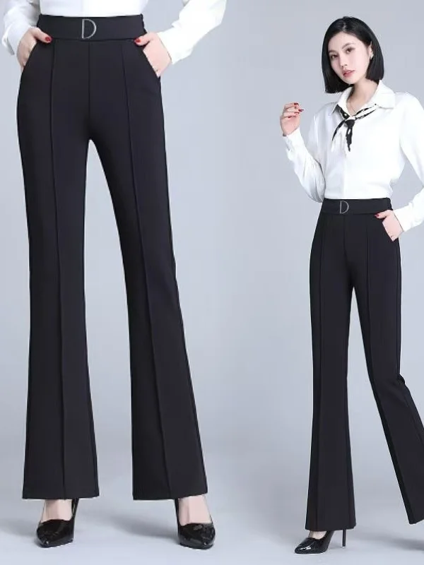 

Slimming High Waist Drapey Comfortable Elastic Micro Flared Pants for Women Stylish Commute Style Korean Version Four Seasons