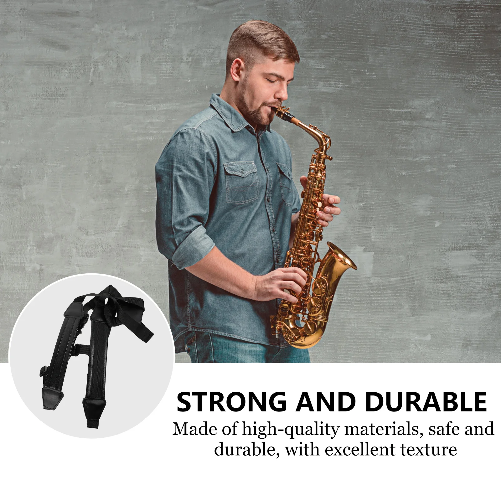 

Saxophone Shoulder Strap Accessories Belt Adjustable Medium and Small Double Cowhide Harness