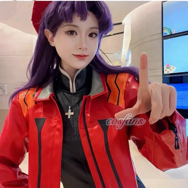 

Katsuragi Misato Cosplay Costume Anime EVA Katsuragi Misato Cosplay Red Jacket Dress Uniform Halloween Party Costume