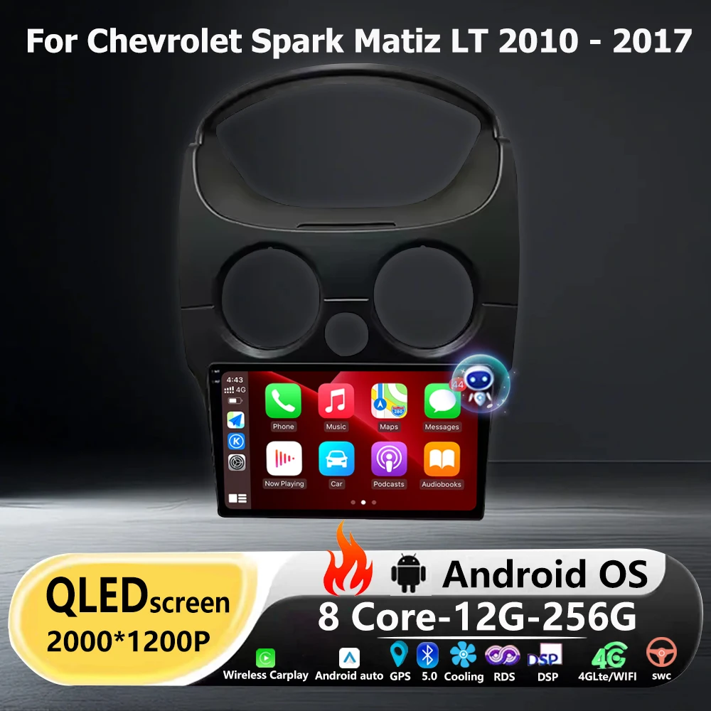Car Radio Multimedia Video Player GPS Navigation For Chevrolet Spark Matiz LT 2010-2017 Android 16 Auto Wireless Carplay BT DSP