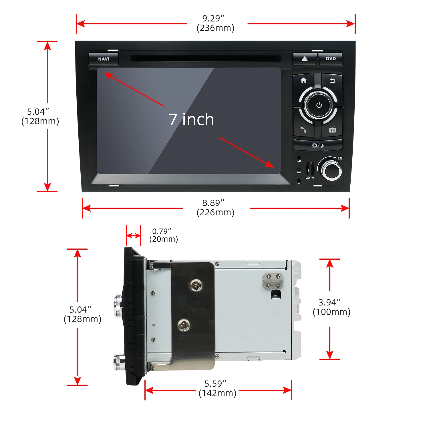 256G Double 2 Din Car Multimedia DVD Player Autoradio Stereo Head Unit For Audi A4 B6 B7 S4 RS4 2003-2011 Android 14 AUX BT GPS